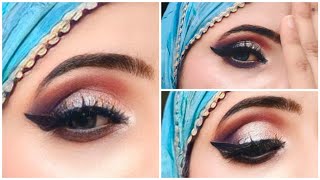 Silver glitter eye makeup tutorialmakeup Karne ka tarekasoft glamorousviral makeupglam by Maheen [upl. by Madoc123]