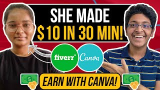 How She Made 10 in 30 Mins with Canva on Fiverr  How to Earn Money with Canva on Fiverr [upl. by Ahsiemat]