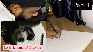 How to draw Lord Hanuman ji lordhanuman drawing howtodraw charcoalpencildrawing shreeram [upl. by Aned]