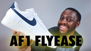 Nike Air Force 1 Flyease White Obsidian On Foot Sneaker Review QuickSchopes 712 Schopes HJ9122 100 [upl. by Selinski]