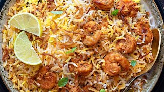 How to make Prawns Dum Biryani at home in Telugu  Easy Dum Biryani recipe Chef Esanur [upl. by Adnyl]