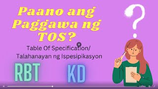 Paraan ng Paggawa ng TOS sa RBTRevised Blooms Taxonomy Step by Step [upl. by Assital]