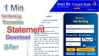 how to download statement in canara bank net banking in tamilcanara bank account statement download [upl. by Sylvan455]