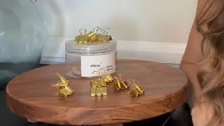 AK 1inch 48 pcs Golden Binder Clips Paper Binder Clips Medium Size Metal Fold Back Clips Review [upl. by Brieta580]