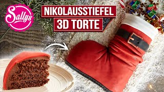 3D Weihnachtstorte  Weihnachtsstiefel christmas cake Nikolausstiefel  Sallys Welt [upl. by Denison]