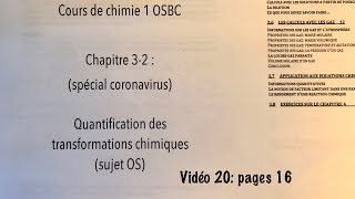 Cours de chimie  Calculs chimiques OS  Video 20  page 16  maturité gymnasiale [upl. by Ycnuahc]