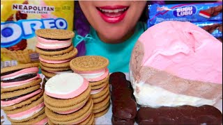 ASMR LIMITED EDITION OREO NEAPOLITAN ICE CREAM BUBU LUBU MEXICAN CANDY 한정판 오레오 먹방 CURIEASMR [upl. by Ad]