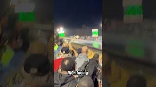 Car hits wall almost hits other driver World Cup Finals dragracing wreck [upl. by Novyar584]