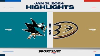 NHL Highlights  Sharks vs Ducks  January 31 2024 [upl. by Ocnarfnaig]