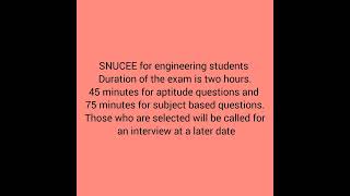 SNU Chennai Entrance Exam [upl. by Airehs]