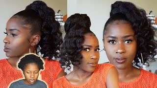 Heatless Curls High Sleek Ponytail Styles on Short 4C Natural Hair  4 StylesBetterLengthMona B [upl. by Nelhsa]