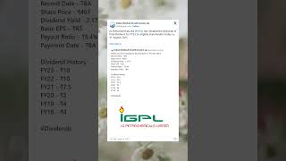 IG Petrochemicals Ltd final dividend credited in bank accounts of shareholders IGPL [upl. by Serica]