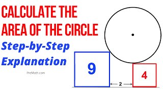 Calculate the Area of a Circle that is Tangent to Two Squares  StepbyStep Tutorial [upl. by Leahsim388]