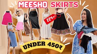 💚Huge💚  MESSHO skirts haul  under 450rs  Long and short skirts tryon [upl. by Nahc832]