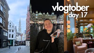 vlogtober day 17  first day in Brussels exploring the city amp best cafe to work from ☕️ travel VLOG [upl. by Rozamond855]