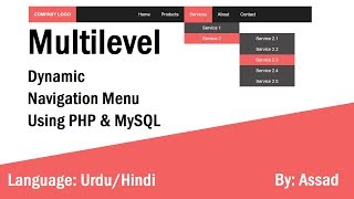 Multilevel Dynamic Menu PHP amp MySQL in UrduHindi Displaying the Menu Part 34 [upl. by Millman]