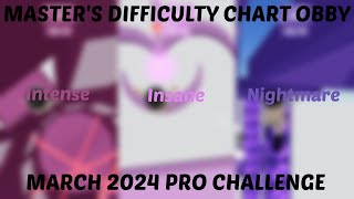 MDCO Masters Difficulty Chart Obby  March 2024 Pro Challenge [upl. by Barth]