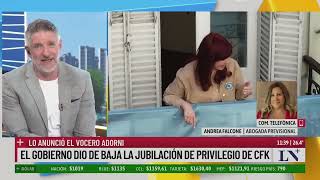 El Gobierno dio de baja la jubilación de privilegio de CFK lo anunció el vocero Adorni [upl. by Anomas]