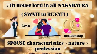 Spouse characteristics  7th house lord in all nakshatra  7th houy in astrology spouse appearance [upl. by Ahsets188]