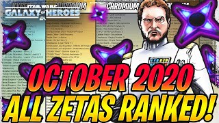 ALL ZETAS RANKED FROM BEST TO WORST OCTOBER 2020  The Very Best Zetas in Star Wars Galaxy of Heroes [upl. by Nairehs153]