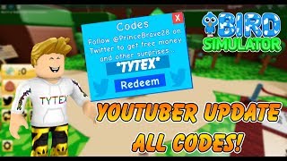 CODES🐦Bird Simulator Youtuber Update All Codes  ROBLOX [upl. by Nivlag]