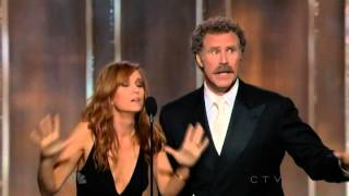 Will Ferrell amp Kristen Wiig hilarious presenting speech  70th Annual Golden Globe Awards 2013 [upl. by Enilec]