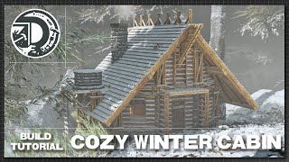 ARK Survival Ascended  Cozy Winter Cabin  Build Tutorial [upl. by Nosaj]