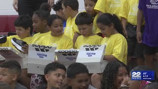 Marcotte Ford in Holyoke surprises kids with a new pair of Adidas for the school year [upl. by Assenad]