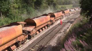 Network rail autobalaster in actionwith problems  newton aycliffe 180813 [upl. by Krock59]