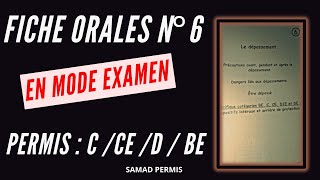 FICHE ORALE N° 6  PERMIS CCEDBE EN MODE EXAMEN [upl. by Mumford931]