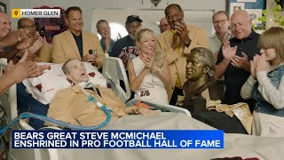 Chicago Bears legend Steve Mongo McMichael enshrined in NFL Hall of Fame from his Homer Glen home [upl. by Sewole]