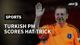 Turkish PM scores hattrick in football match  AFP [upl. by Htebyram]