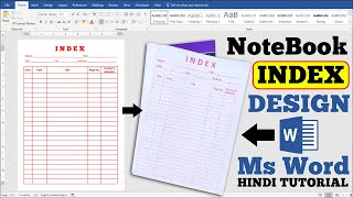 StepbyStep Guide to Creating a Printable Notebook Index in MS Word  Hindi Tutorial [upl. by Ahasuerus]