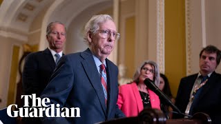 Republican Senate leader Mitch McConnell freezes during remarks to reporters [upl. by Mellen]