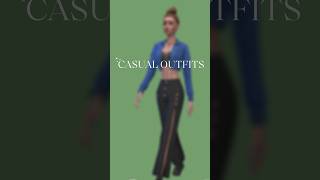 Outfit ideas  Blue denim and black velvet  The Sims 4 CAS no CC [upl. by Irah]