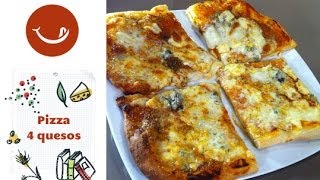 Receta de pizza 4 quesos ¡con masa de pizza casera [upl. by Nnylaj]