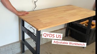 QYDS US Adjustable Workbench sturdy with power outlets workbench tools adjustable [upl. by Sinnoda580]