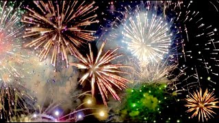 Fireworks Sound Effects and Stock Video 4K  Colorful Fireworks Exploding in Night Sky ROYALTY FREE [upl. by Hannavahs]