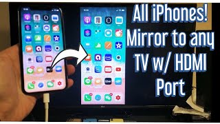 All iPhones How to Screen Mirror AirPlay to Any TV w HDMI Cable amp Digital AV Adapter [upl. by Rennane]