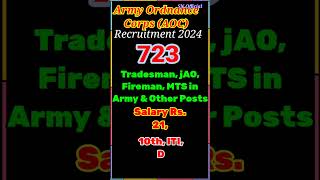 Army Ordnance Corps AOC Recruitment 2024 for 723 Tradesman Fireman MTS and Other Posts job [upl. by Merritt813]