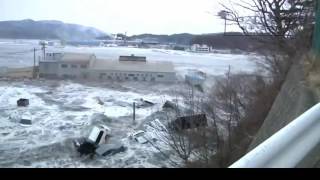 Tsunami attacking Miyako Harbor [upl. by Kachine]