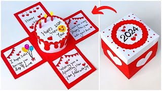 DIY New year Special greeting card 2024  Happy New year card making  New Year gift Box idea [upl. by Aerua]