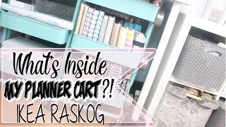 WHATS INSIDE MY PLANNER CART Planner Supplies Organization  IKEA RASKOG [upl. by Randene]