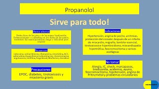 Propanolol  Para que sirve  Efectos adversos  Cuando no debo tomarlo  dosis  Interacciones [upl. by Nahtaoj741]