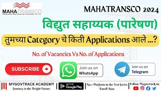 MAHATRANSCO Vidyut Sahayak  No of Applications in your Category  Must watch  Test Series [upl. by Ilrahc]