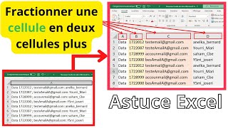 excel convertir colonne en plusieurs colonne  cellule exel  Fractionner une cellule [upl. by Guendolen]