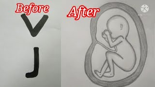 How to draw Baby in Wombbaby in mother stomachfoetus in uterus 👶👶👶 [upl. by Longley]