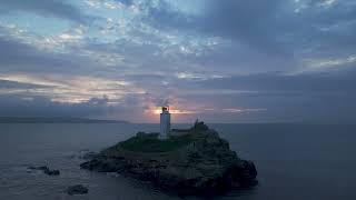 Godrevy Lighthouse at sunset in October 2024 4k [upl. by Liv411]