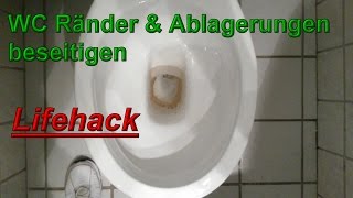 Toilettenränder amp Urinstein entfernen Toilette reinigen WC wieder weiß bekommen mit Geschirrspültab [upl. by Oehsen]