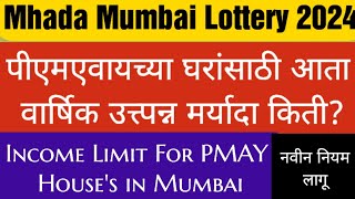 Mhada Mumbai Lottery Income Limit For PMAY 2024 [upl. by Ciccia]